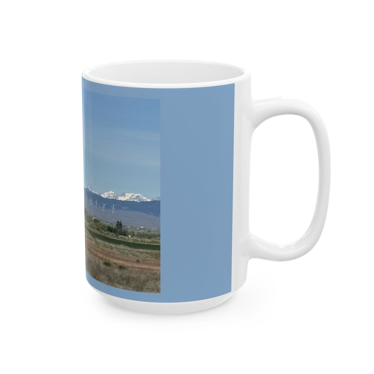 Mt. Stuart Wind Farm Landscape Ceramic Mug: Ellensburg Edition