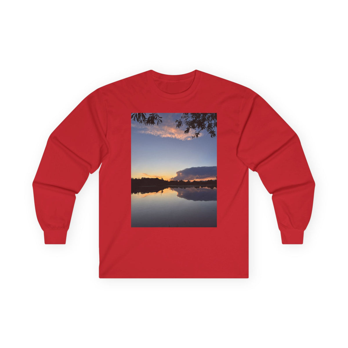 Ellensburg Sunset Fishing Pond Reflection Long Sleeve Tee