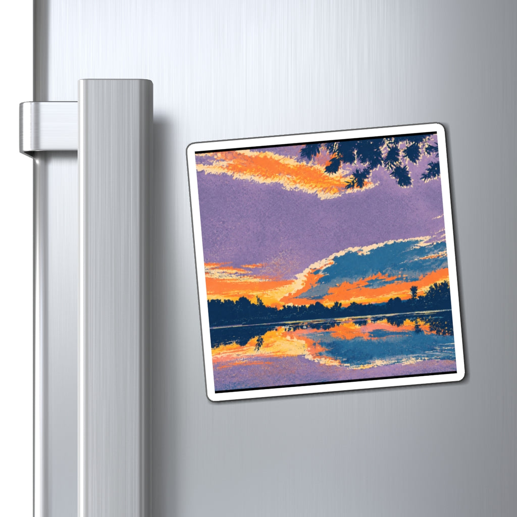 Retro Ellensburg Ringer Loop Sunset Lake Landscape Magnet