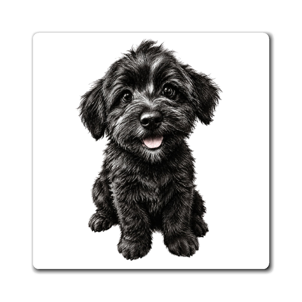 Aimant de réfrigérateur représentant un adorable chiot noir