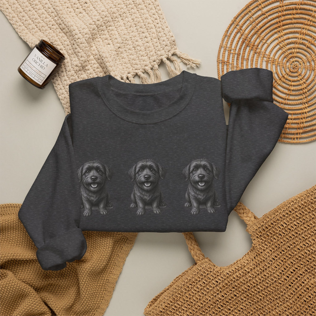 Three Black Schnoodle Crewneck Sweatshirt
