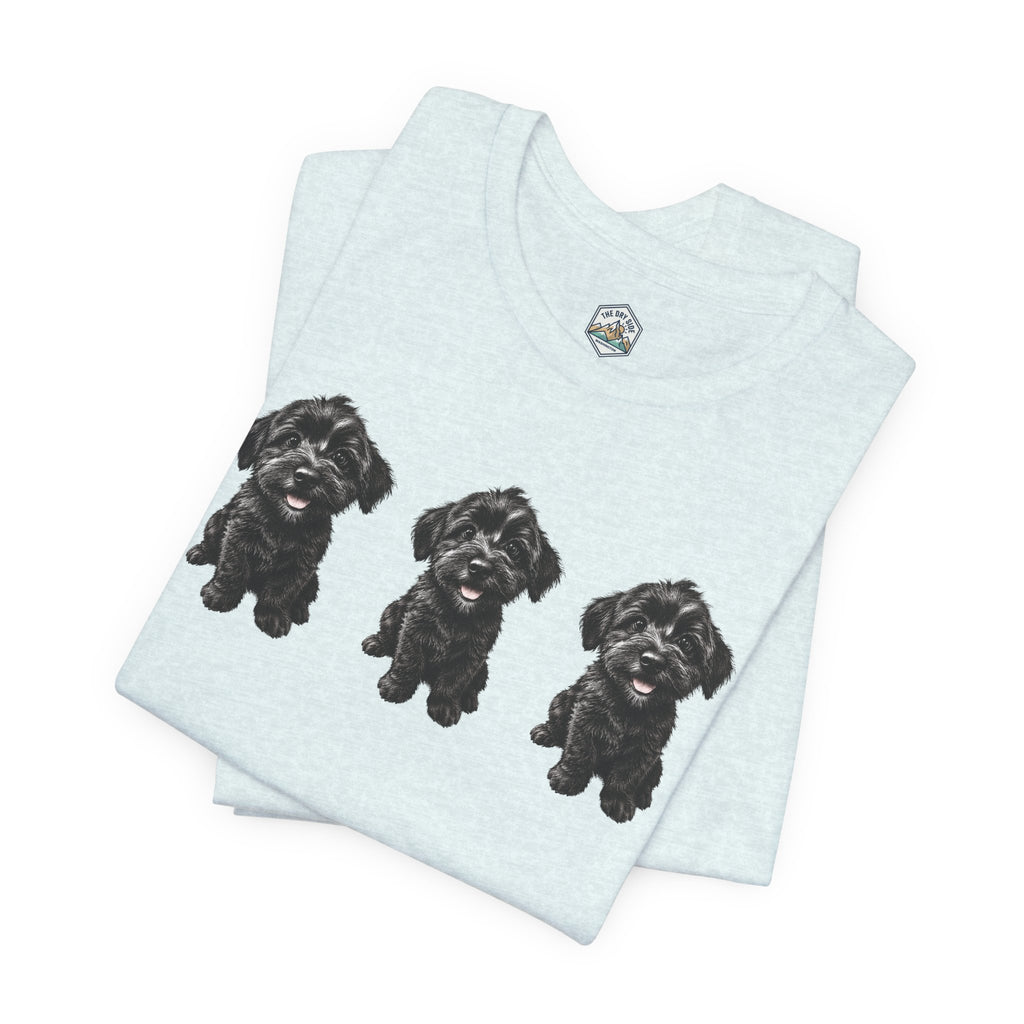 T-shirt noir mignon avec motif chien Schnoodle