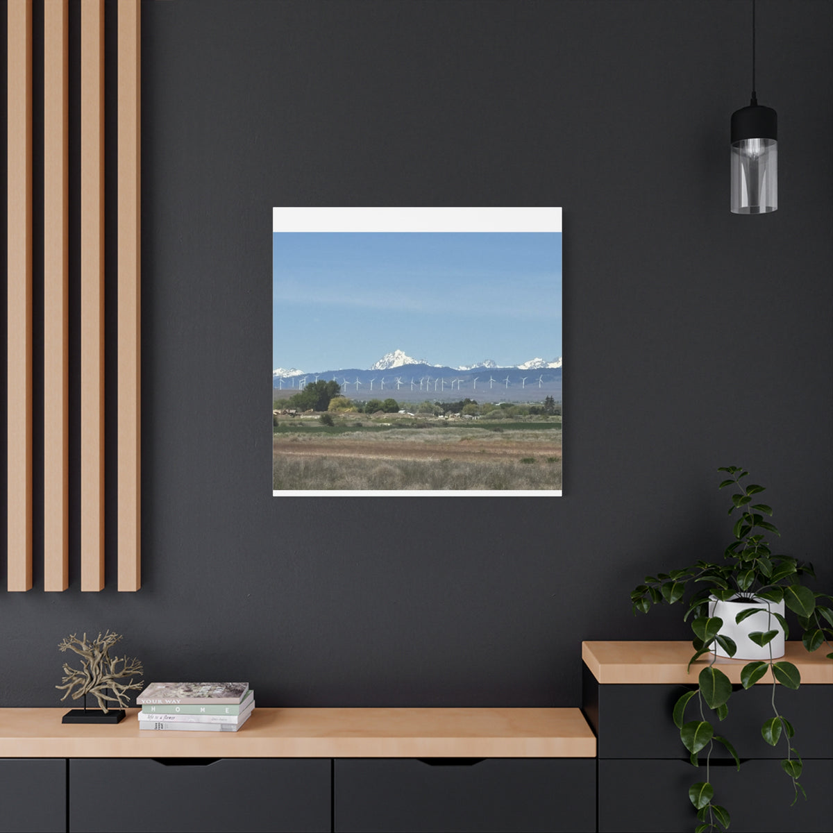 Mt Stuart Range with Windmill Landscape from Ellensburg Canvas Wall Art
