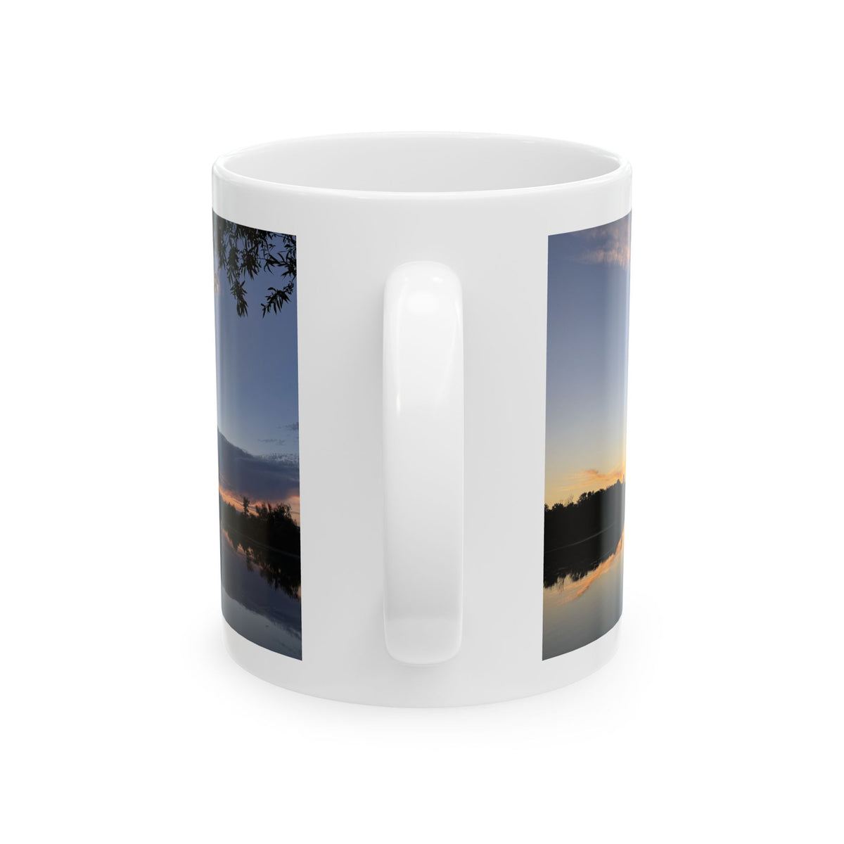 Mug en céramique Ellensburg avec anse en boucle, motif reflet d’étang de pêche