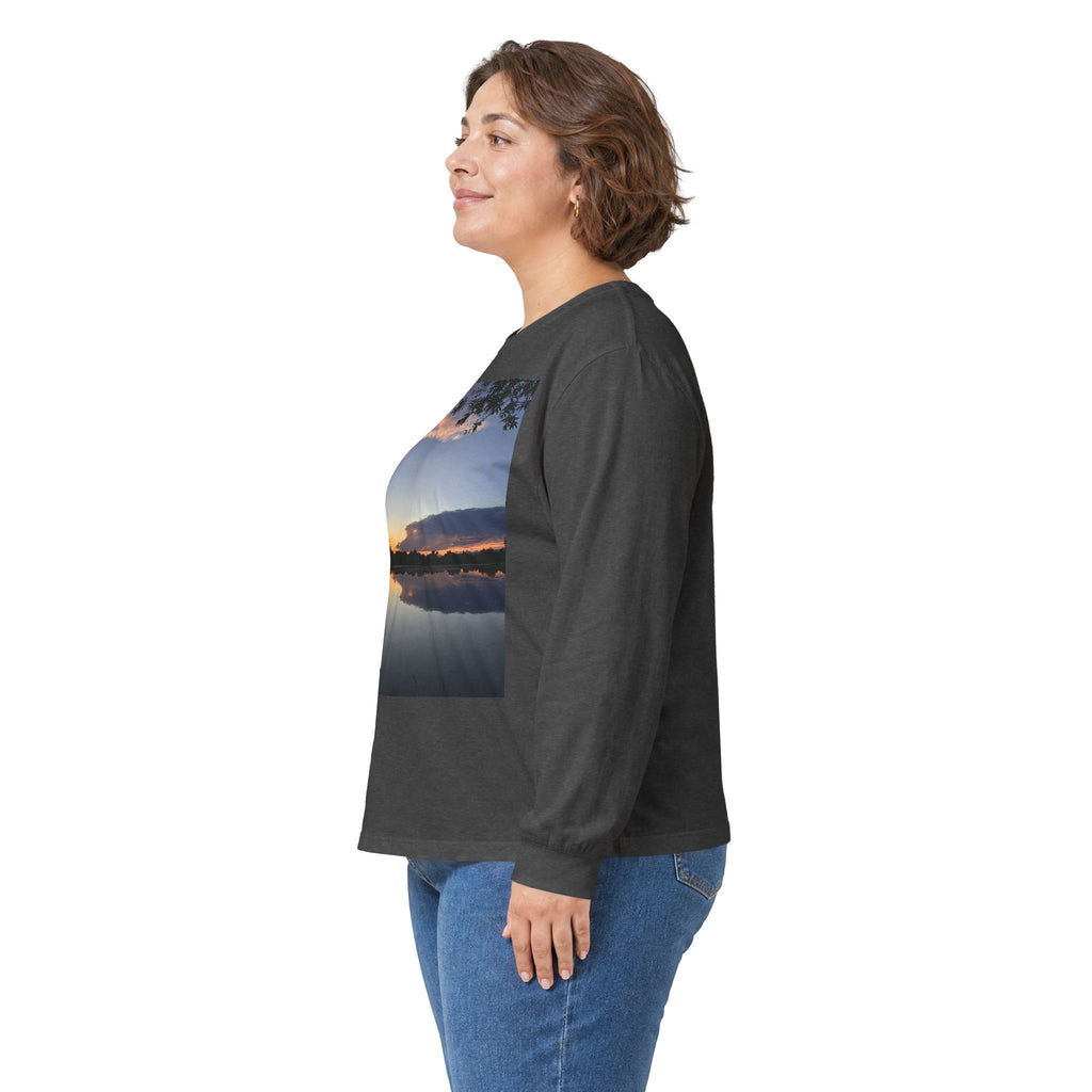 Ellensburg Sunset Fishing Pond Reflection Long Sleeve Tee