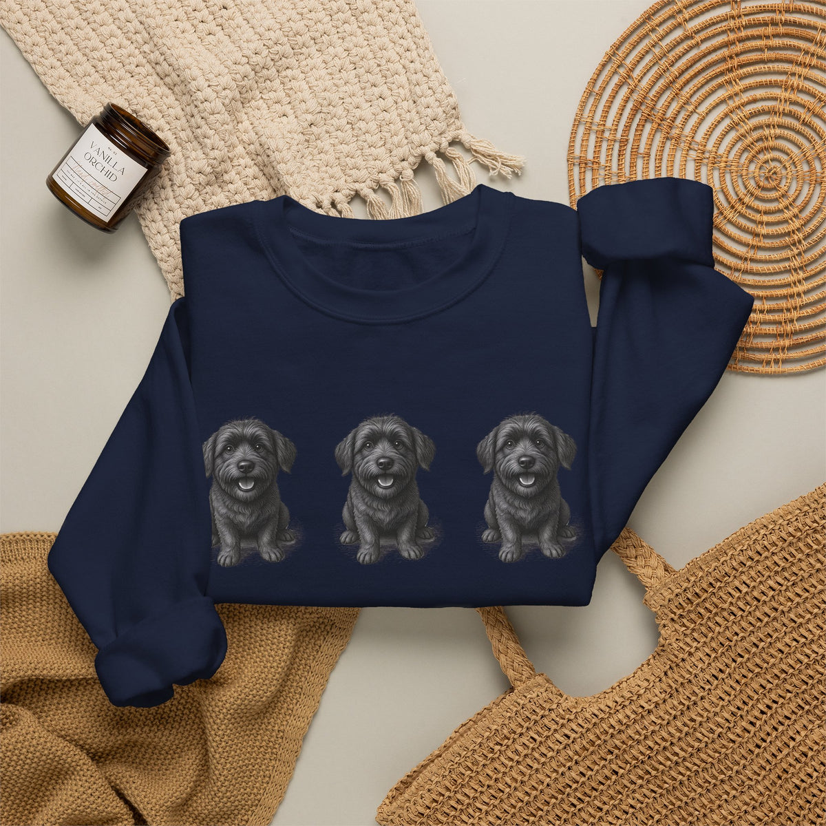 Sweat-shirt à col rond Three Black Schnoodle