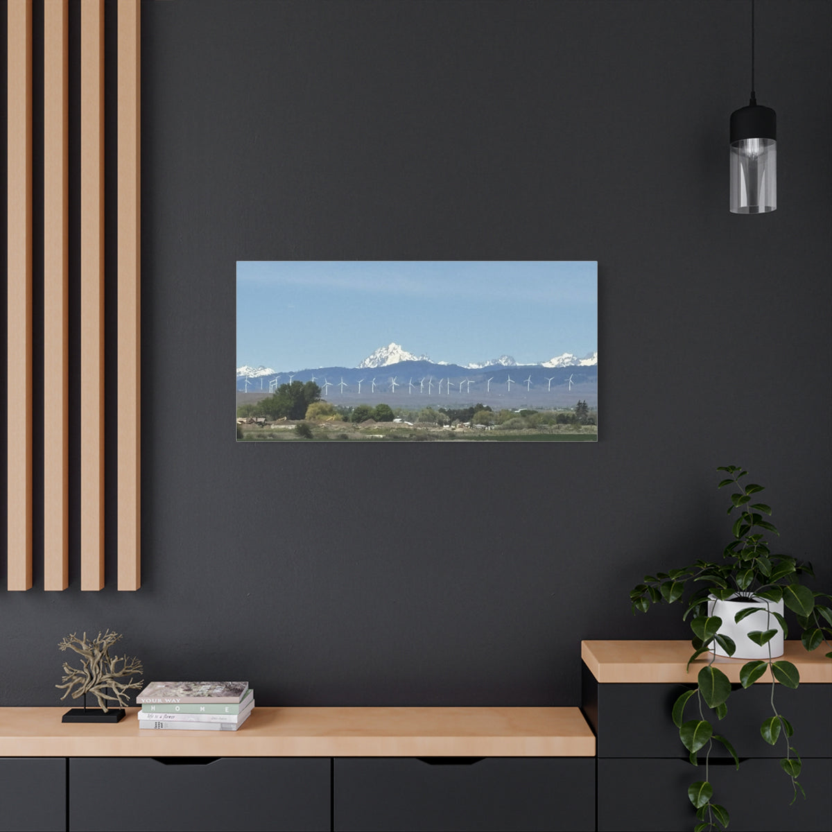 Mt Stuart Range with Windmill Landscape from Ellensburg Canvas Wall Art