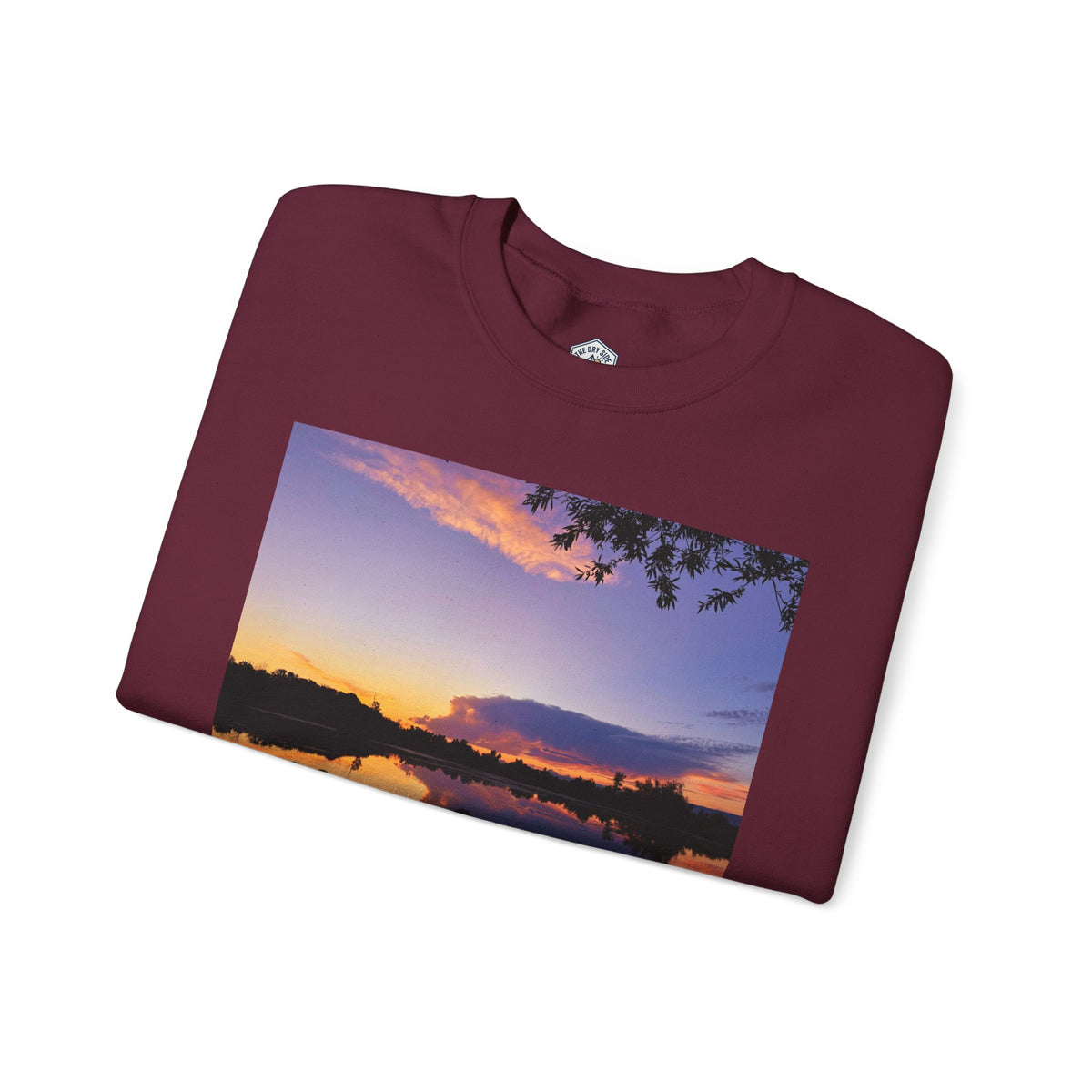 Sweat-shirt ras du cou pour paysagiste avec coucher de soleil sur le lac d’Ellensburg