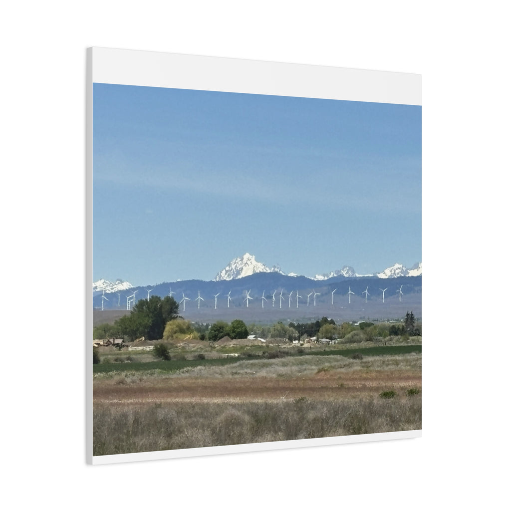 Mt Stuart Range with Windmill Landscape from Ellensburg Canvas Wall Art
