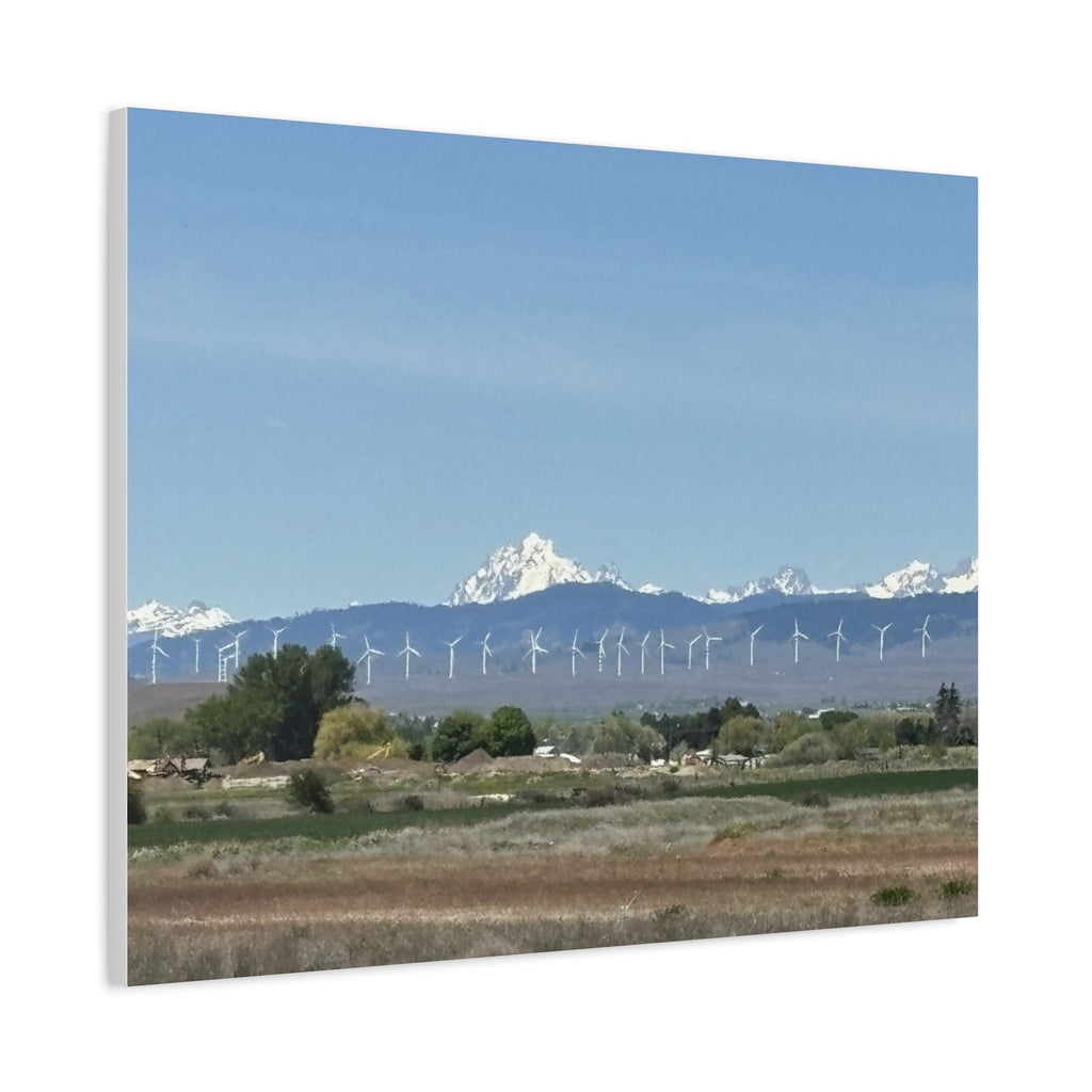 Mt Stuart Range with Windmill Landscape from Ellensburg Canvas Wall Art