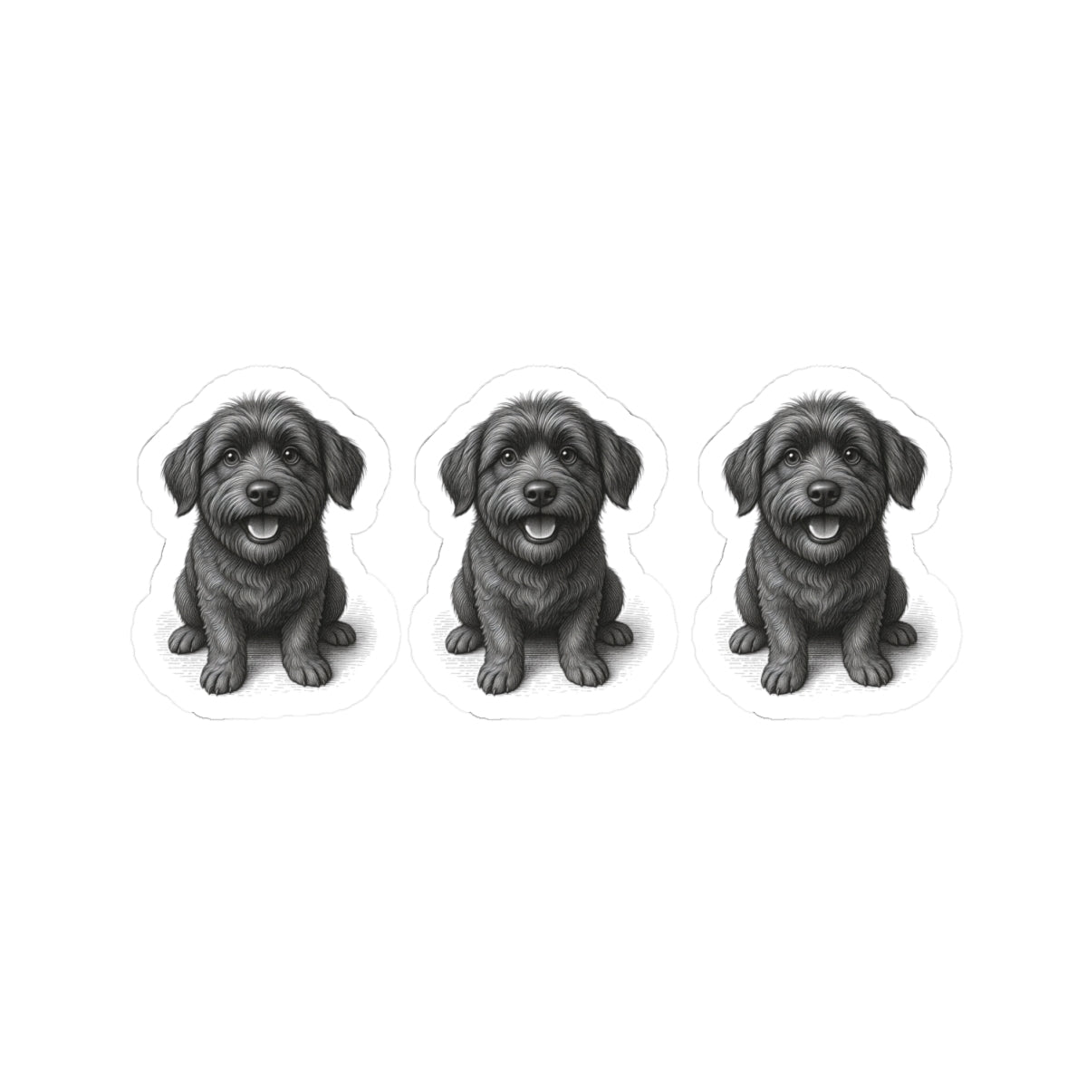 Cute Black Puppy Kiss-Cut Stickers