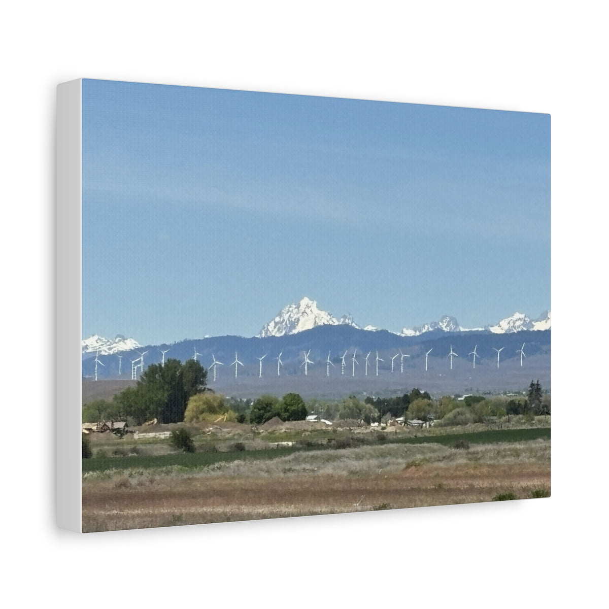 Mt Stuart Range with Windmill Landscape from Ellensburg Canvas Wall Art