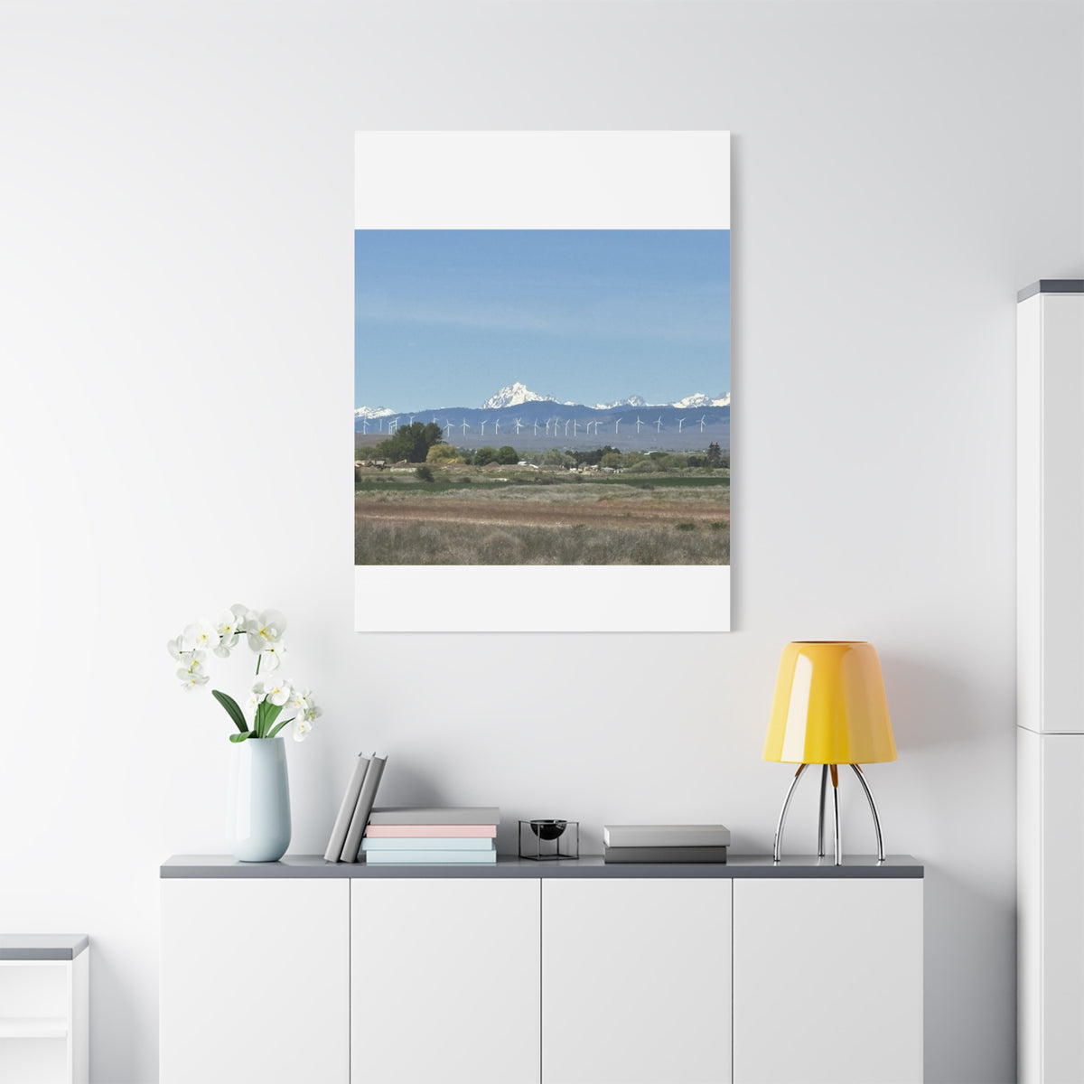 Mt Stuart Range with Windmill Landscape from Ellensburg Canvas Wall Art