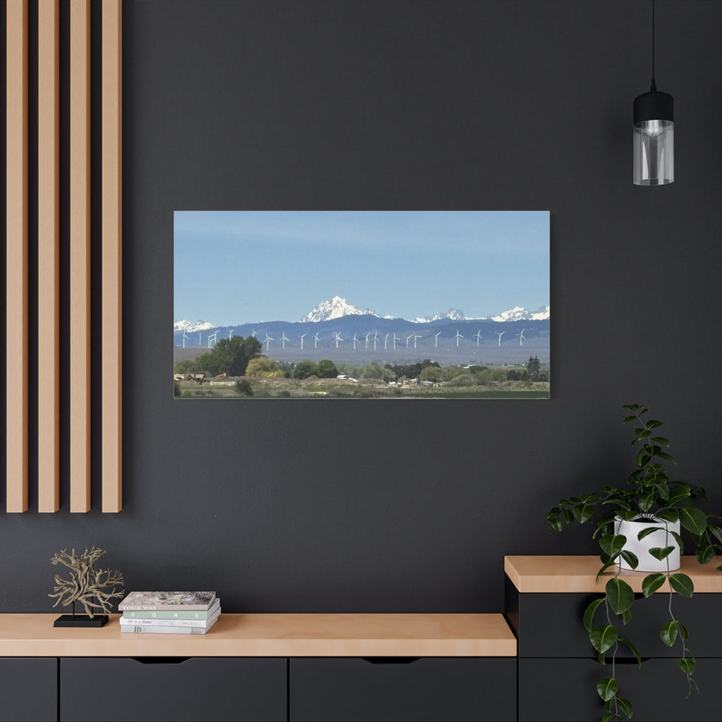 Mt Stuart Range with Windmill Landscape from Ellensburg Canvas Wall Art