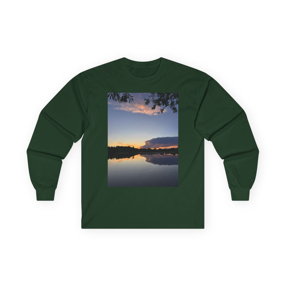 Ellensburg Sunset Fishing Pond Reflection Long Sleeve Tee