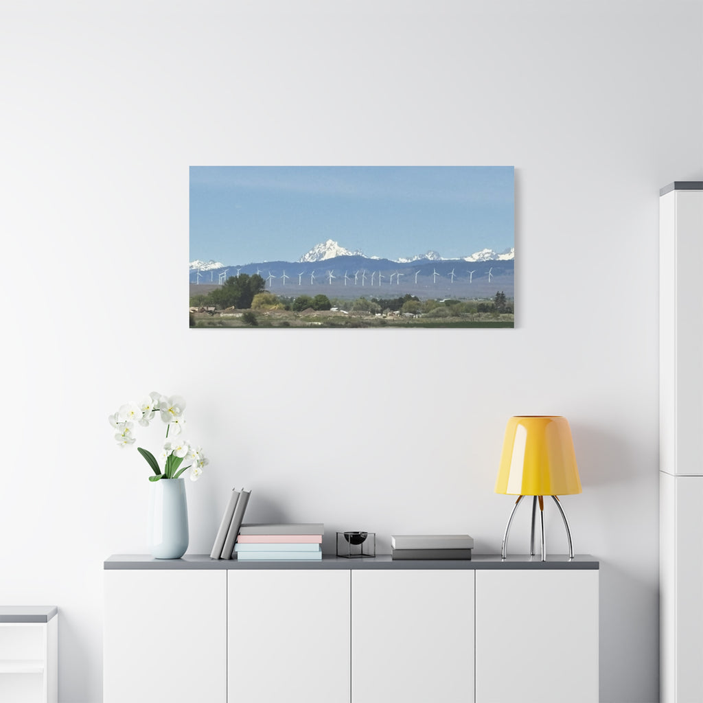 Mt Stuart Range with Windmill Landscape from Ellensburg Canvas Wall Art