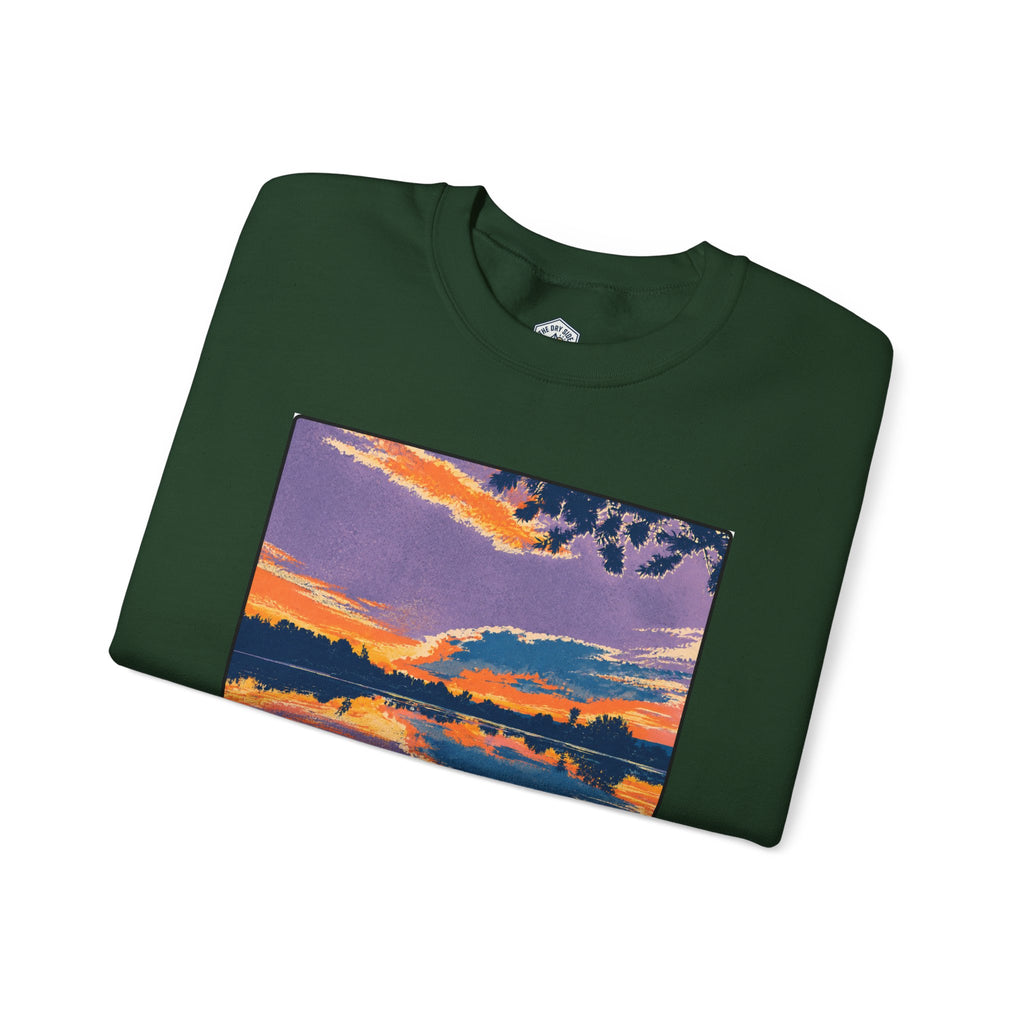 Retro Sunset Ellensburg Ringer Loop Crewneck Sweatshirt