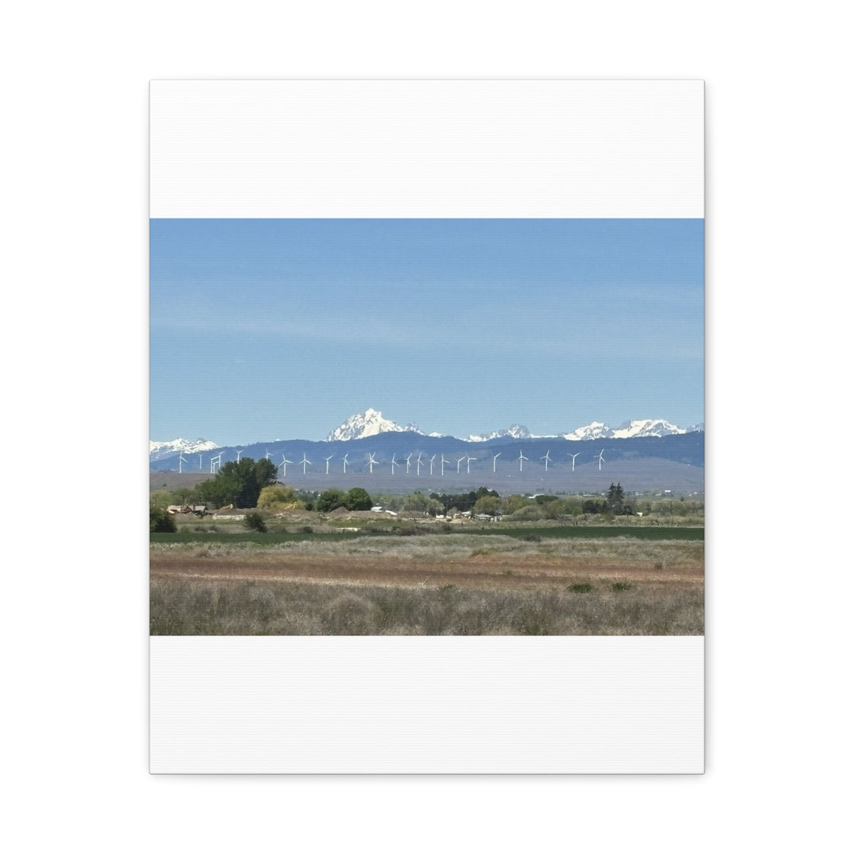 Décoration murale sur toile représentant la chaîne du mont Stuart et des éoliennes, vue depuis Ellensburg