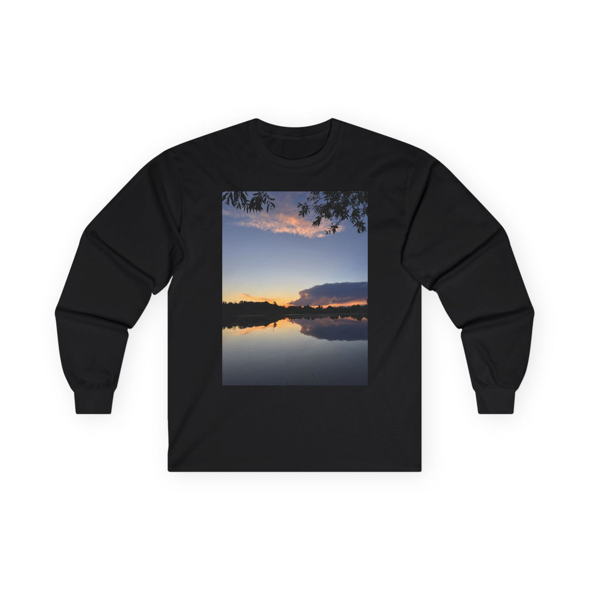 Ellensburg Sunset Fishing Pond Reflection Long Sleeve Tee