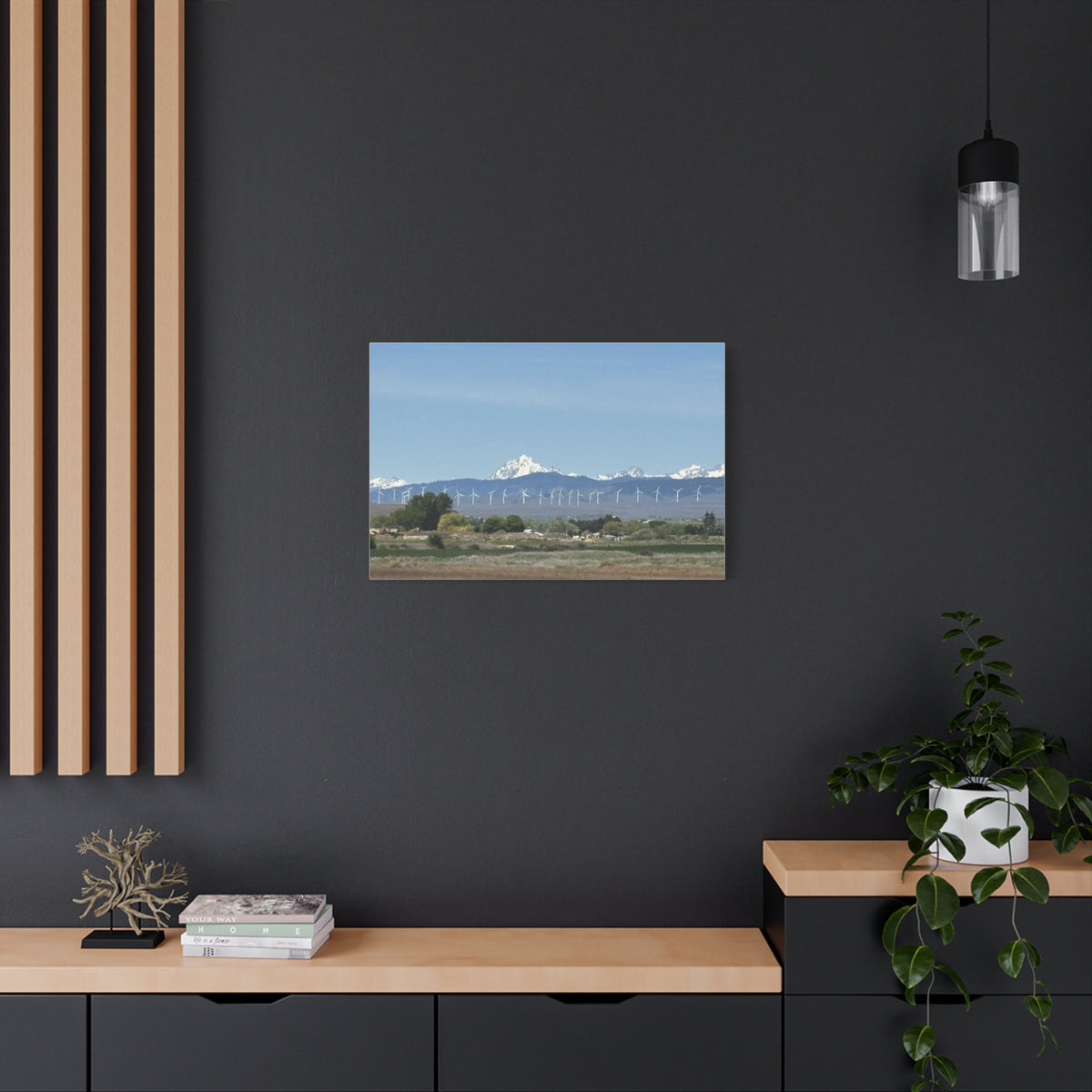 Mt Stuart Range with Windmill Landscape from Ellensburg Canvas Wall Art