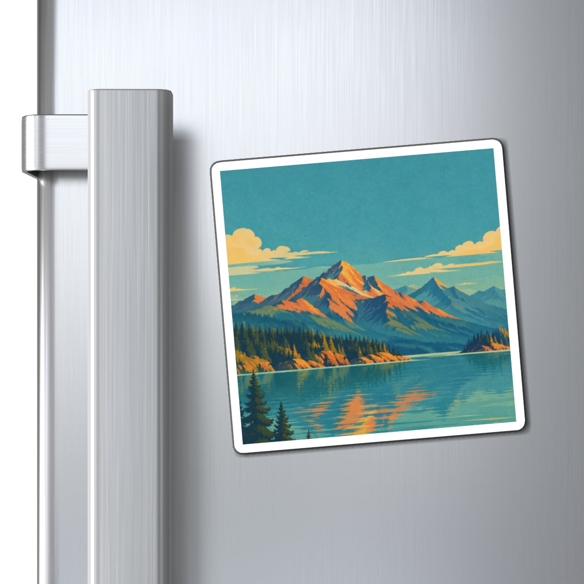 Lake Chelan inspired Mountains and Lake Landscape Magnet