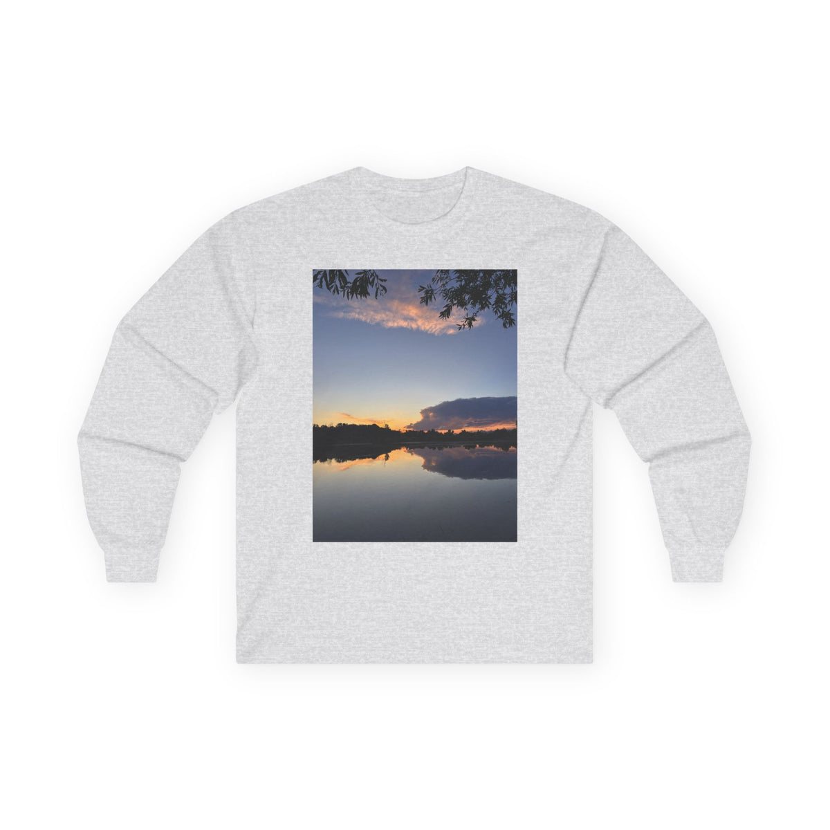 Ellensburg Sunset Fishing Pond Reflection Long Sleeve Tee