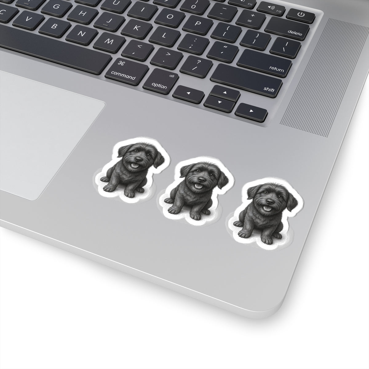 Cute Black Puppy Kiss-Cut Stickers