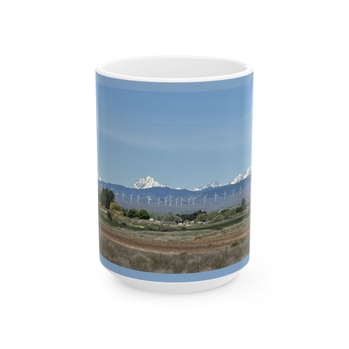 Mt. Stuart Wind Farm Landscape Ceramic Mug: Ellensburg Edition