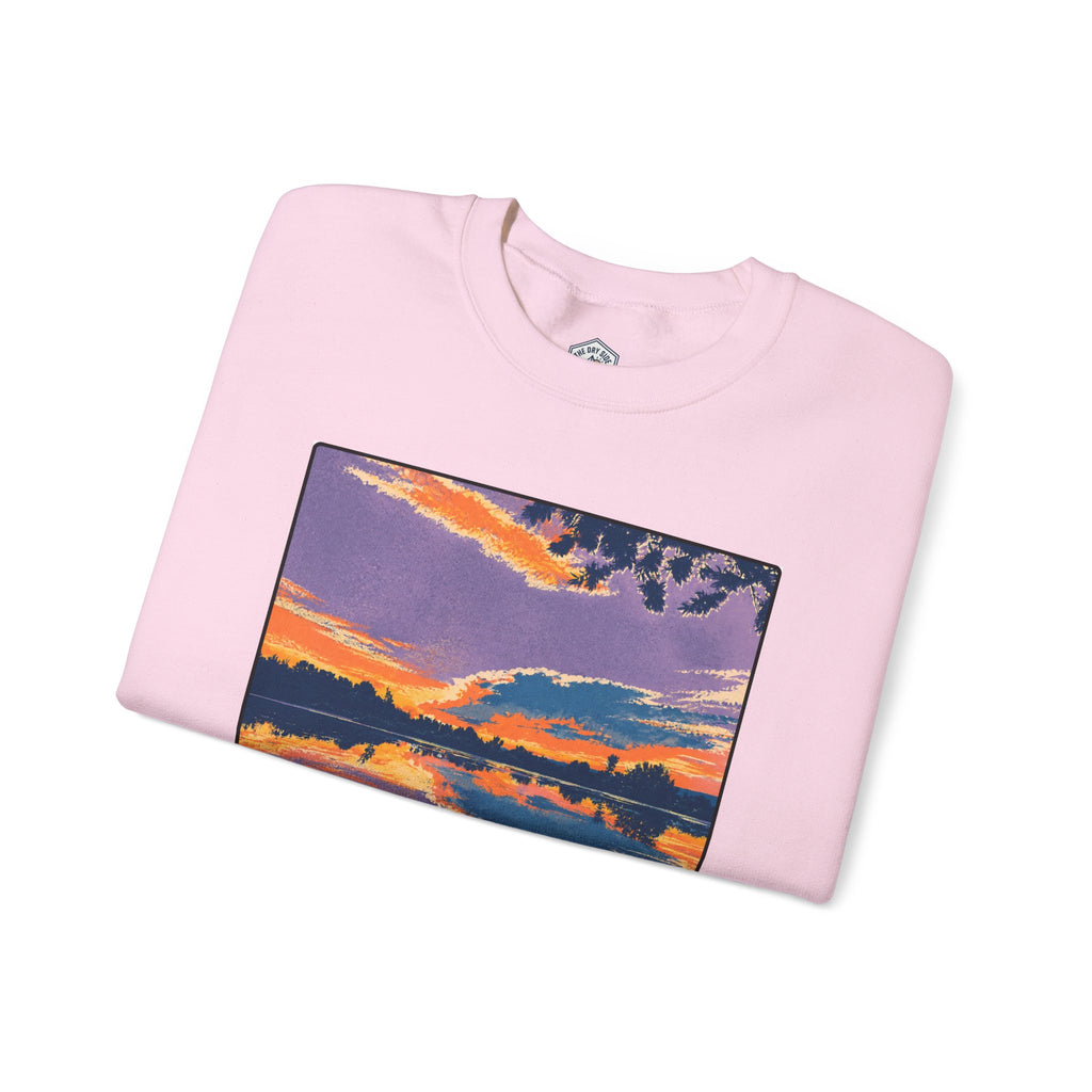 Retro Sunset Ellensburg Ringer Loop Crewneck Sweatshirt