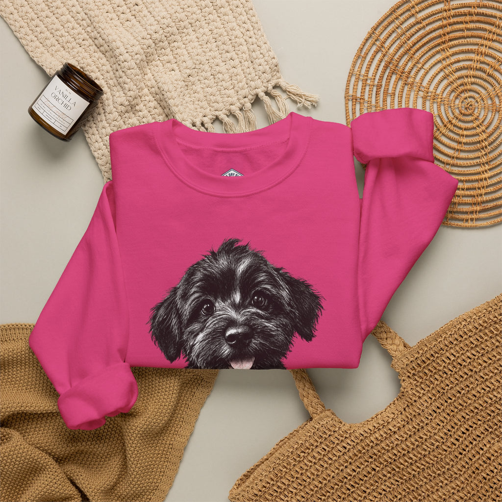 Cute Black Schnoodle Puppy Crewneck Sweatshirt