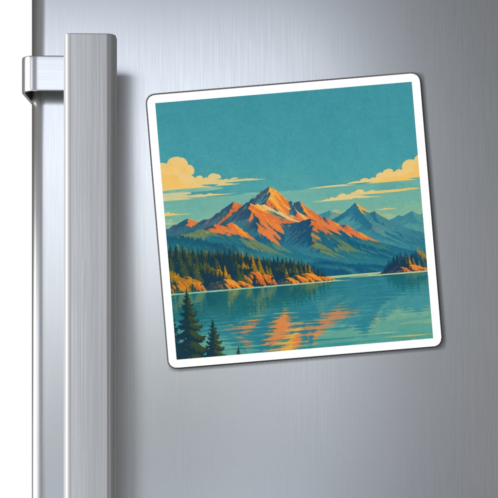Lake Chelan inspired Mountains and Lake Landscape Magnet