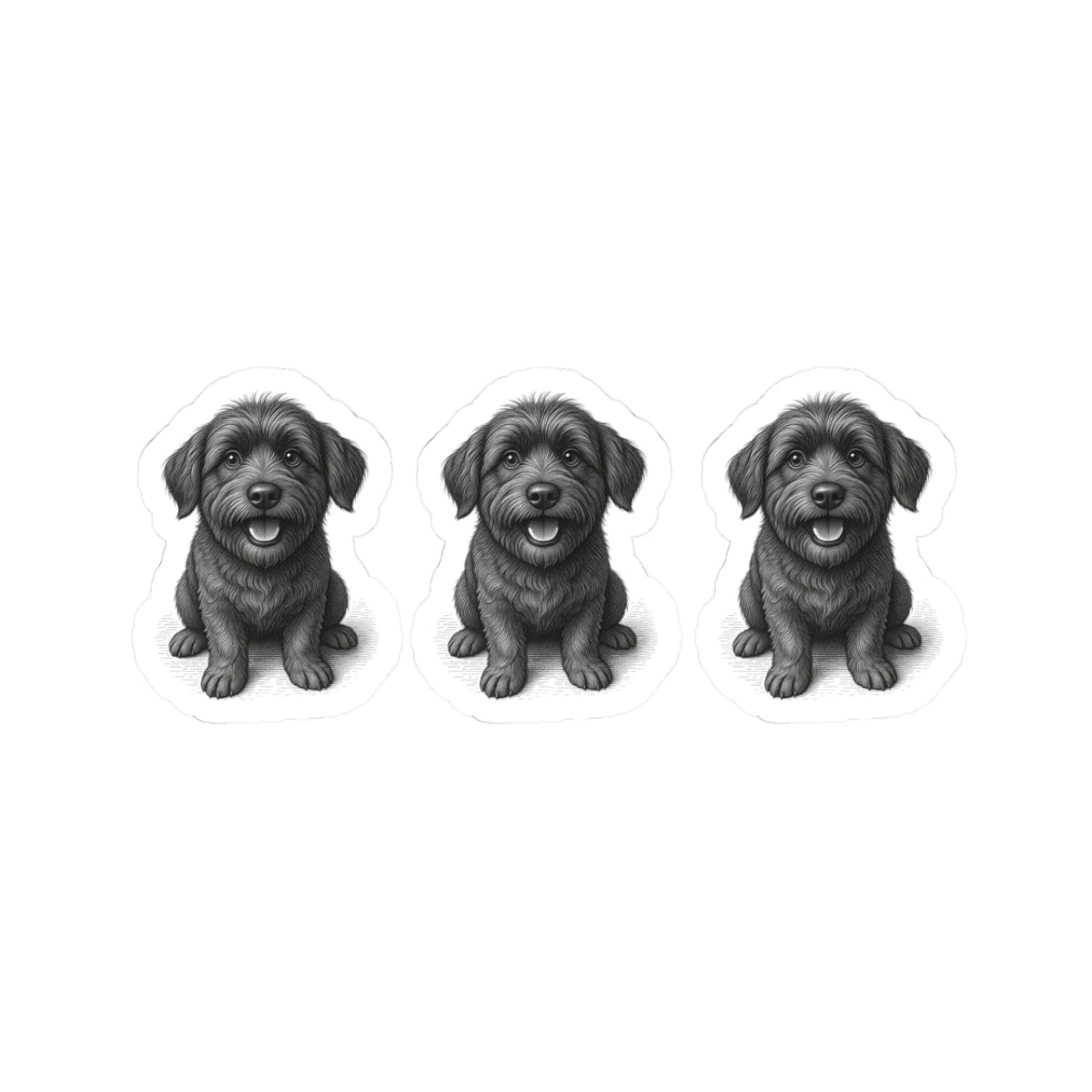 Cute Black Puppy Kiss-Cut Stickers