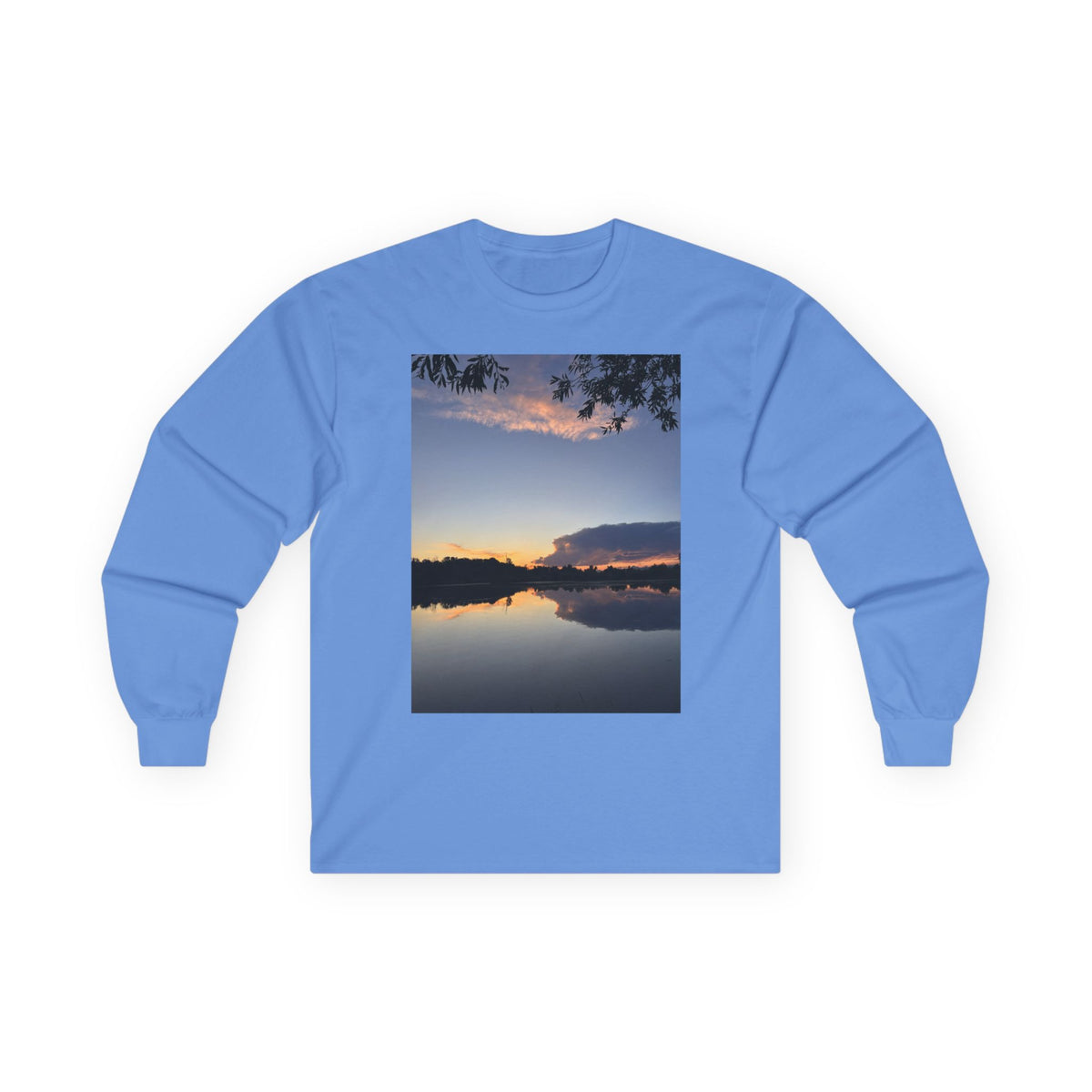 Ellensburg Sunset Fishing Pond Reflection Long Sleeve Tee