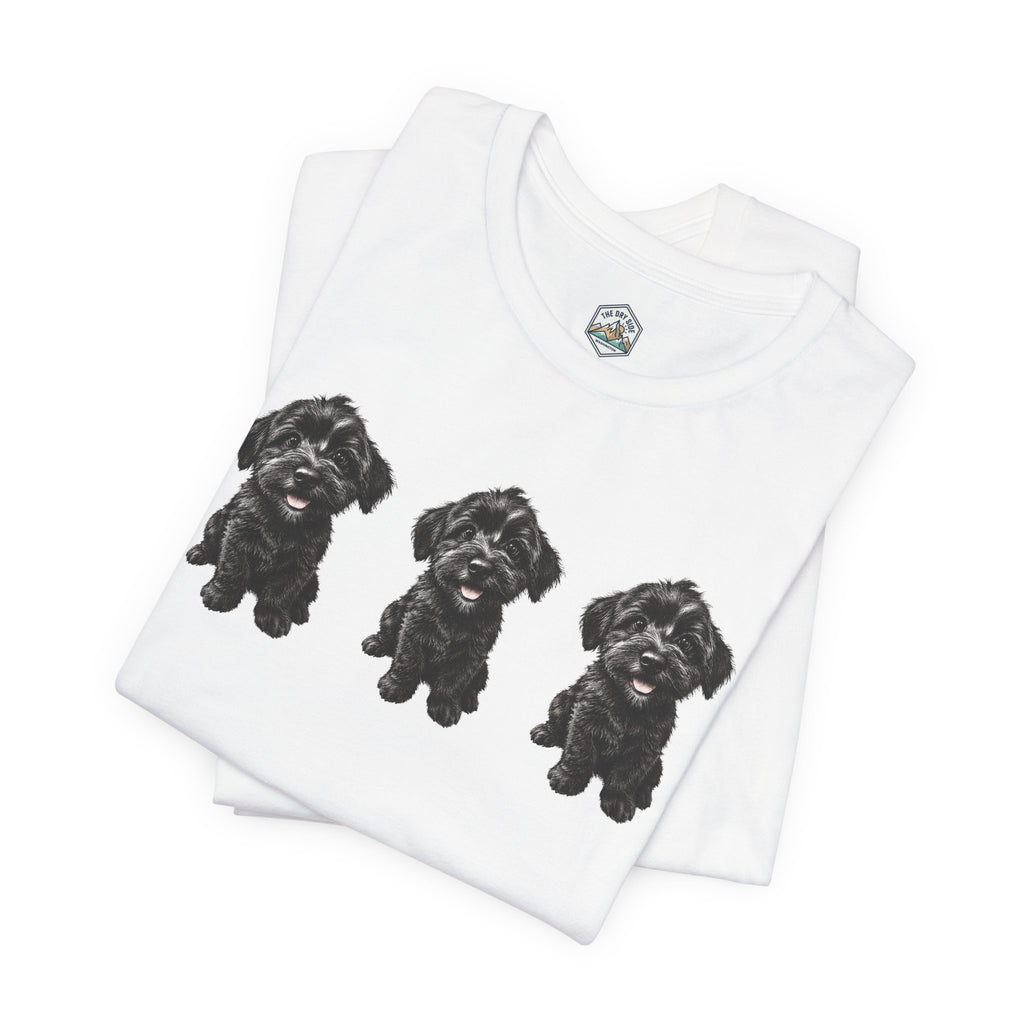 T-shirt noir mignon avec motif chien Schnoodle