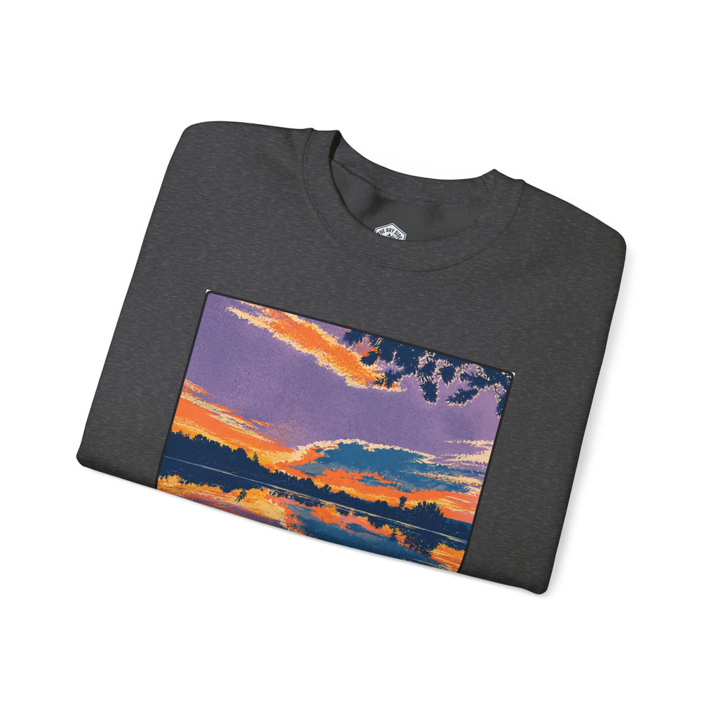 Retro Sunset Ellensburg Ringer Loop Crewneck Sweatshirt
