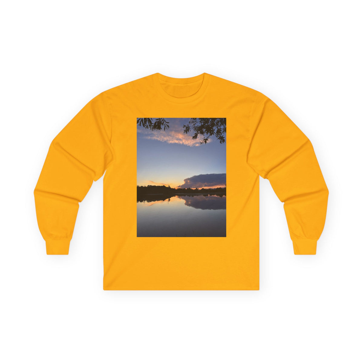 Ellensburg Sunset Fishing Pond Reflection Long Sleeve Tee