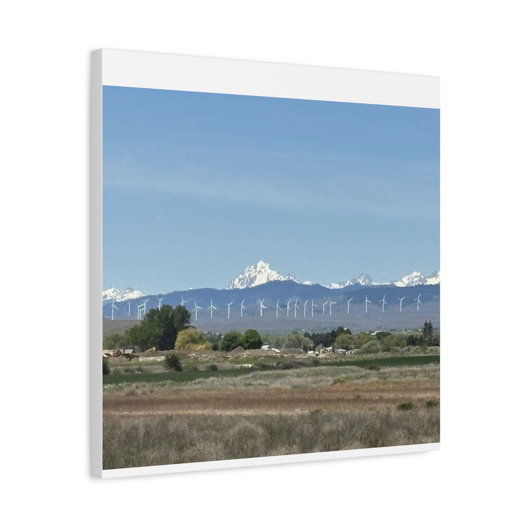 Mt Stuart Range with Windmill Landscape from Ellensburg Canvas Wall Art