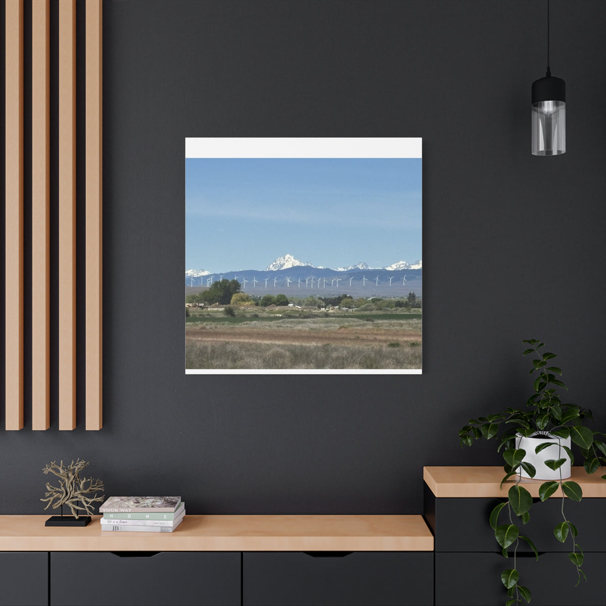 Mt Stuart Range with Windmill Landscape from Ellensburg Canvas Wall Art