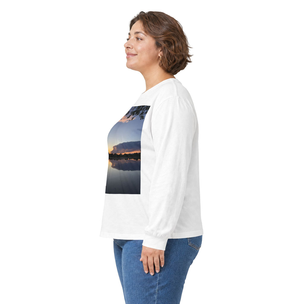 Ellensburg Sunset Fishing Pond Reflection Long Sleeve Tee